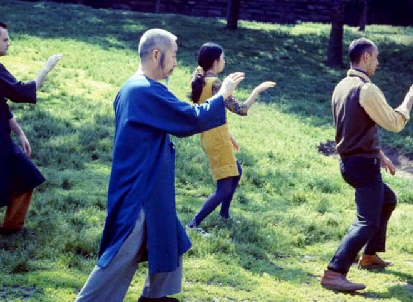 Cheng Man-Ching guidant la forme dans un parc